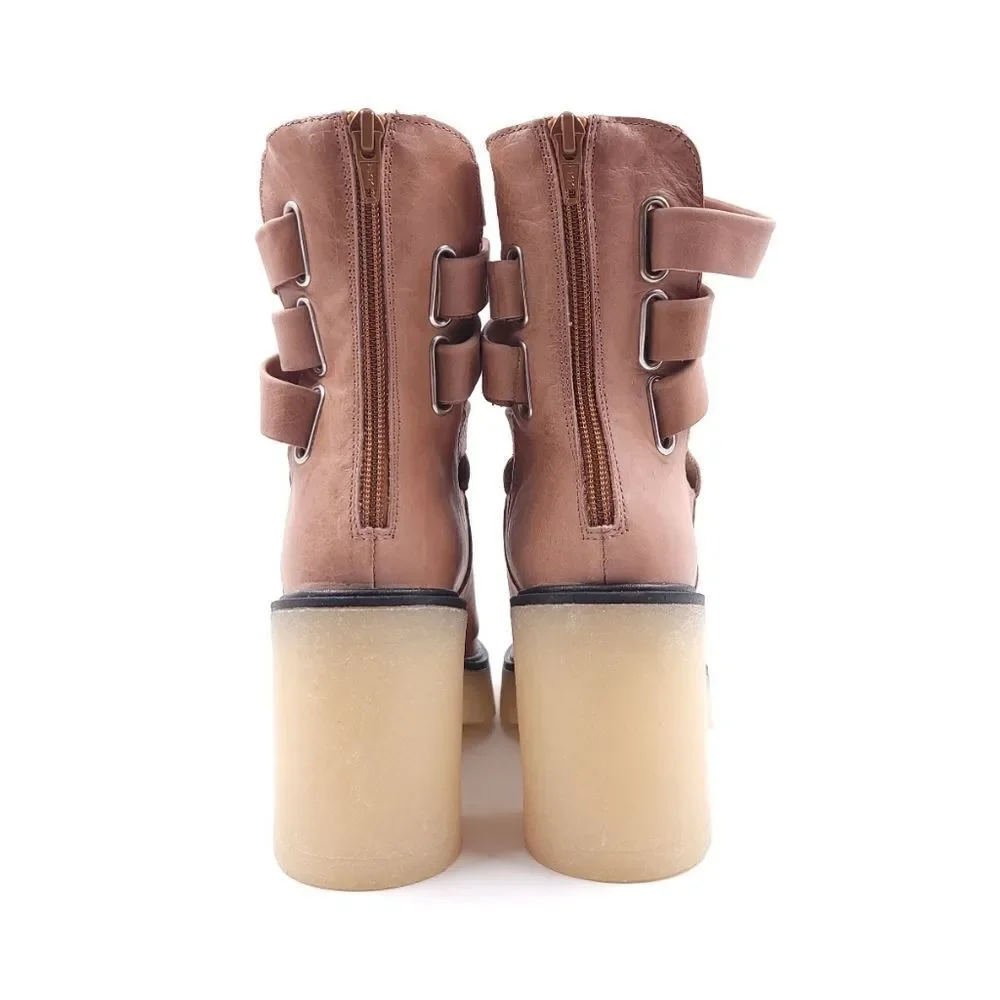Free People Jesse Cutout Platform Boot Womens Size 38 English Tan